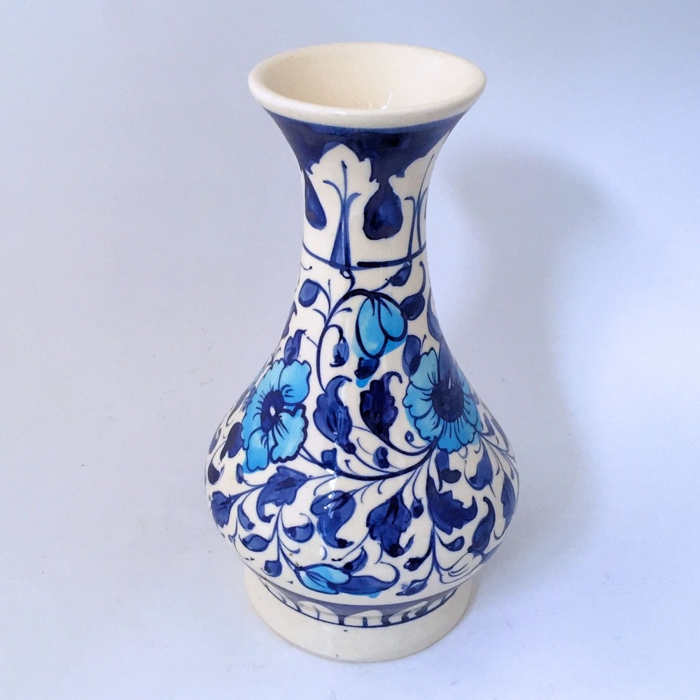 Multani Hand Painted Pottery Vase Blue and White